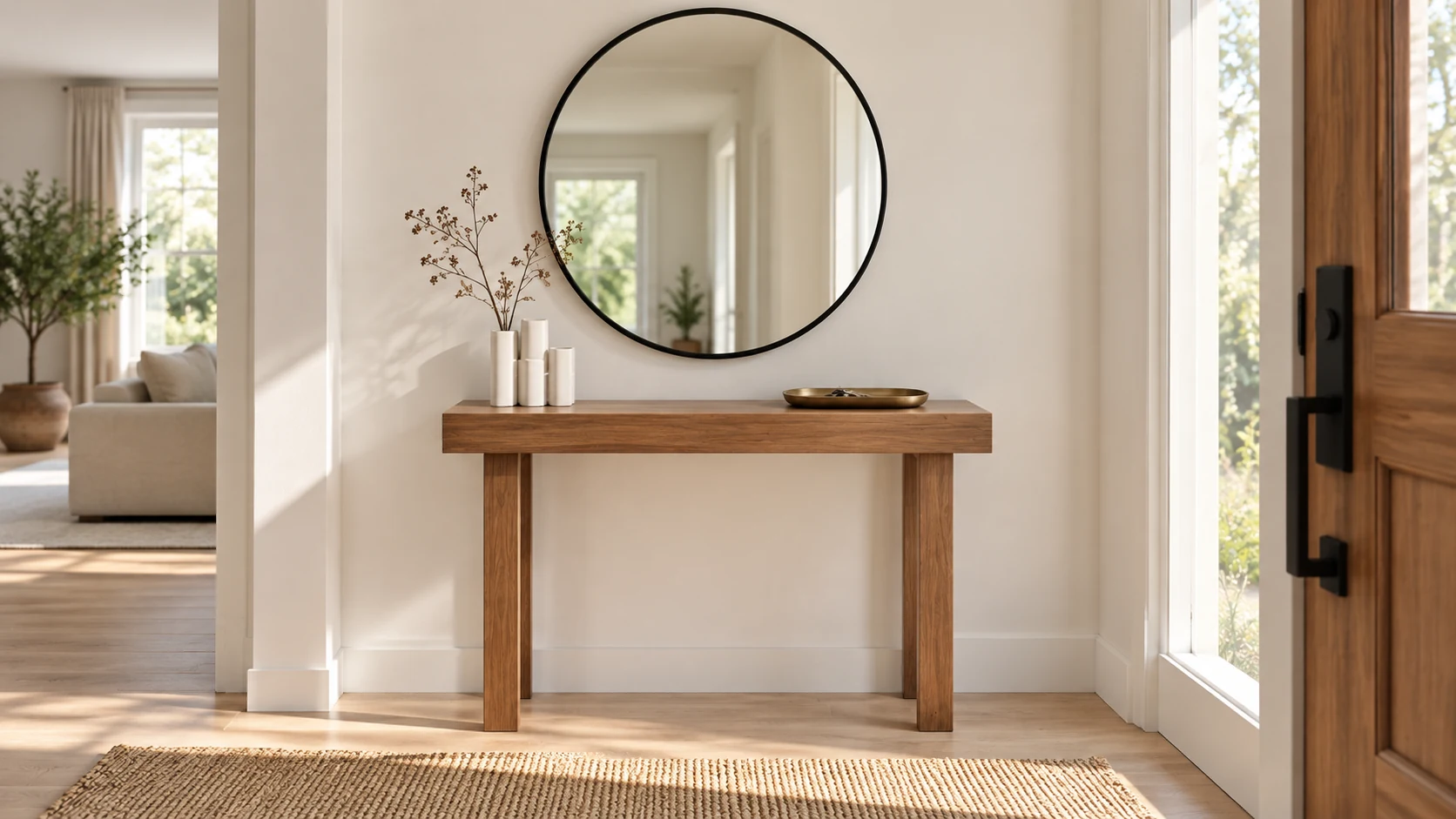 Room scene showing Console, Mirror and Vase.