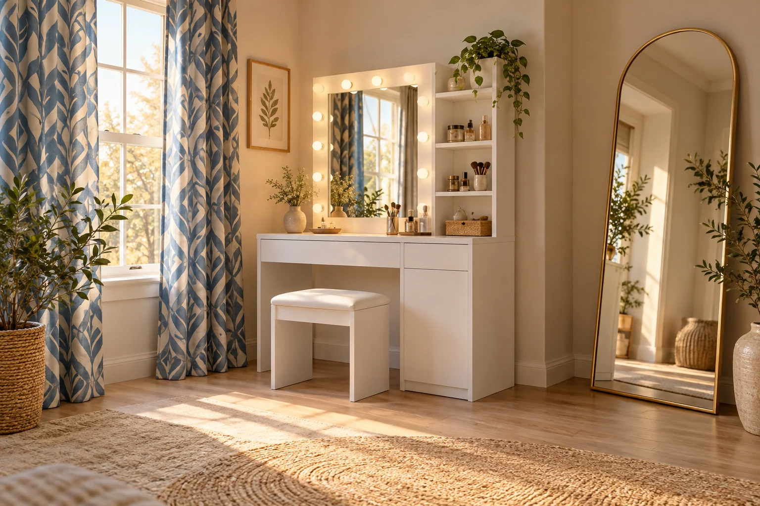 Original room rendering of a get-ready corner with two useful views