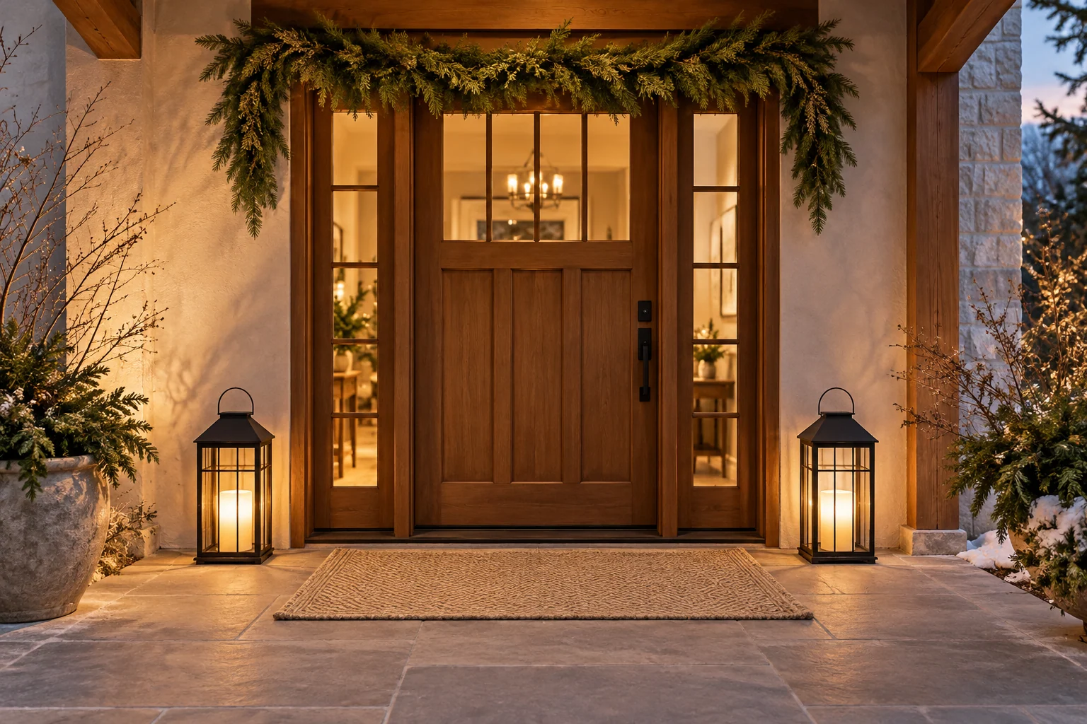 Original room rendering of a quiet holiday welcome that leaves the door clear